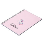 Unicornかわいい水の色パーソナライズされた名 ノートブック (左側)