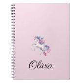 Unicornかわいい水の色パーソナライズされた名 ノートブック (正面)