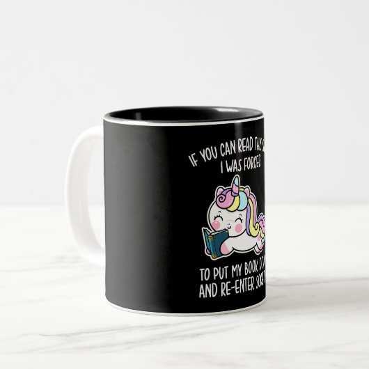 Unicornこ読この私のBを置くことを余儀なくされた ツートーンマグカップ (正面左)