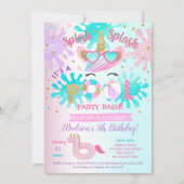 Unicornとのパーティーバースデーパーティ招待状のプール 招待状 (正面)