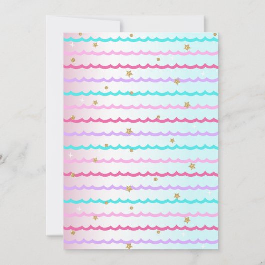 Unicornとのパーティーバースデーパーティ招待状のプール 招待状 (裏面)