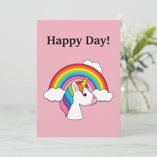 UnicornとRainbowクラウドかわいい |カスタマイズ シーズンカード (スタンド正面)