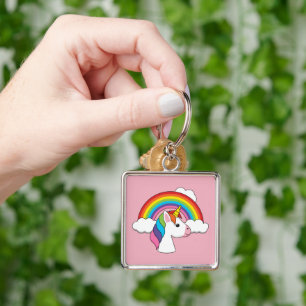 UnicornとRainbow with Cloudsかわいい キーホルダー