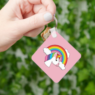 UnicornとRainbow with Cloudsかわいい キーホルダー
