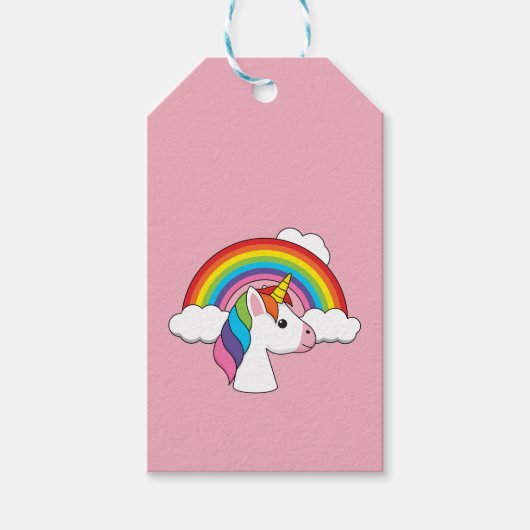 UnicornとRainbow with Cloudsかわいい ギフトタグ (正面)