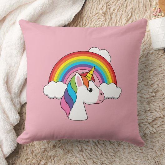 UnicornとRainbow with Cloudsかわいい クッション (ブランケット)