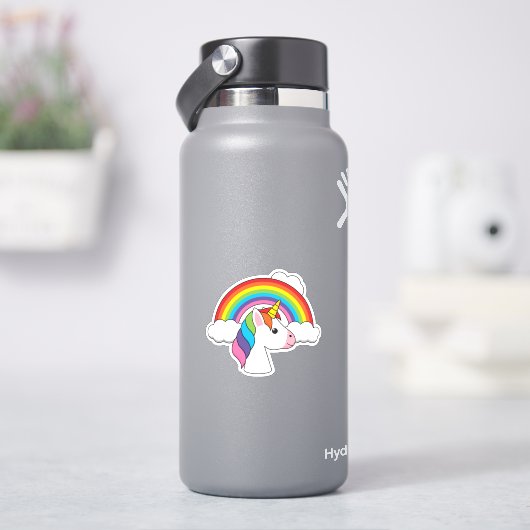 UnicornとRainbow with Cloudsかわいい シール (HydroFlask)