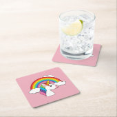 UnicornとRainbow with Cloudsかわいい スクエアペーパーコースター (インサイチュ)