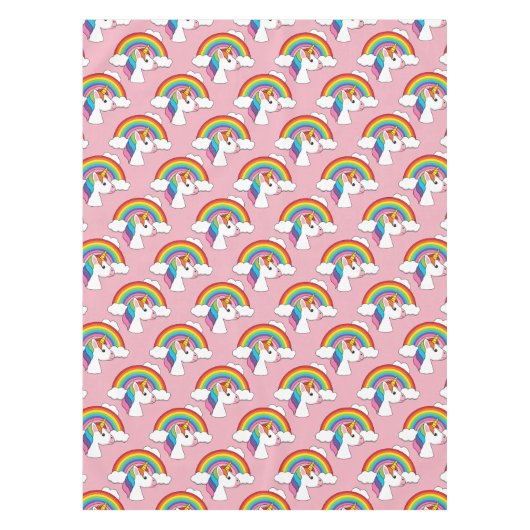 UnicornとRainbow with Cloudsかわいい テーブルクロス (正面)