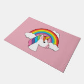 UnicornとRainbow with Cloudsかわいい ドアマット (アングル)