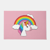 UnicornとRainbow with Cloudsかわいい ドアマット (正面)