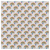UnicornとRainbow with Cloudsかわいい ファブリック (クローズアップ)