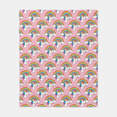 UnicornとRainbow with Cloudsかわいい フリースブランケット (正面)