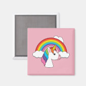 UnicornとRainbow with Cloudsかわいい マグネット (正面/裏面)