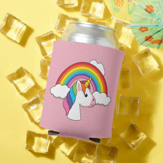 UnicornとRainbow with Cloudsかわいい 缶クーラー (インサイチュ 夏)