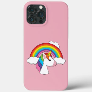 UnicornとRainbow with Cloudsかわいい iPhone 13 Pro Maxケース