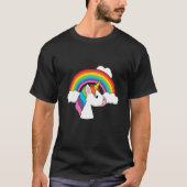 UnicornとRainbow with Cloudsかわいい Tシャツ (正面)