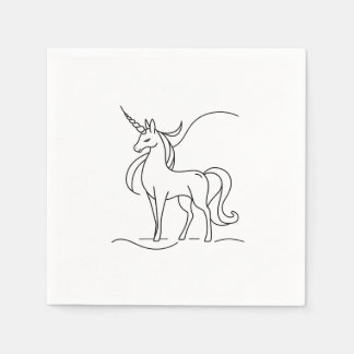 Unicornのステップバイステップガイドスケッチ スタンダードカクテルナプキン