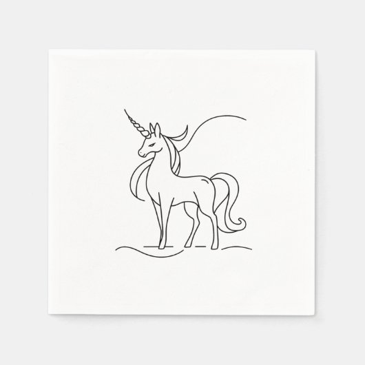 Unicornのステップバイステップガイドスケッチ スタンダードカクテルナプキン (正面)