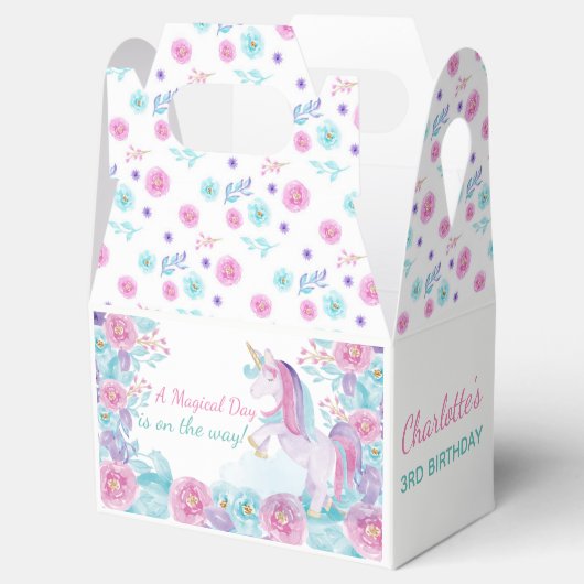 Unicornの好意ボックス、魔法の誕生日パーティー フェイバーボックス (オープン)