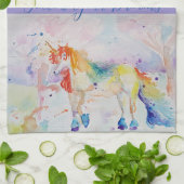 Unicornの水絵画色の夢のティータオル キッチンタオル (折り畳み)