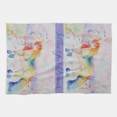 Unicornの水絵画色の夢のティータオル キッチンタオル (横)