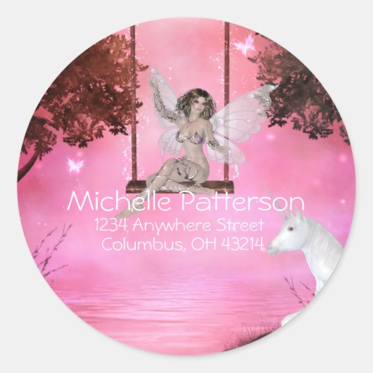 Unicornへの送信 – ファンタジー住所 シール (正面)