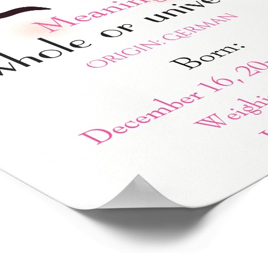 Unicornをテーマにした名前の意味keepsake子供部屋 ポスター (角)