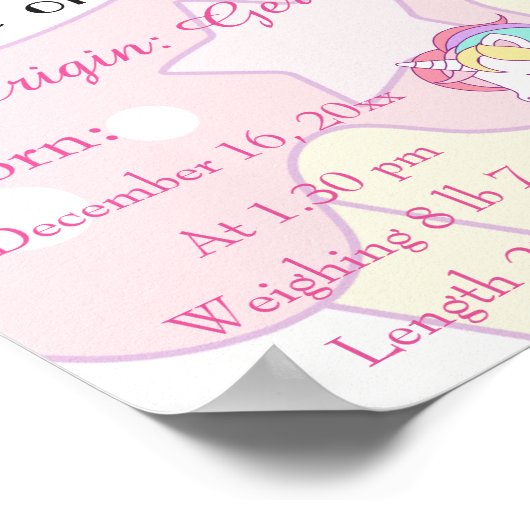 Unicornをテーマにした名前の意味keepsake子供部屋 ポスター (角)