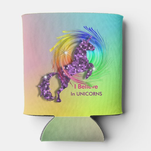 Unicornをテーマ信じにした魔法の虹 缶クーラー (裏面)