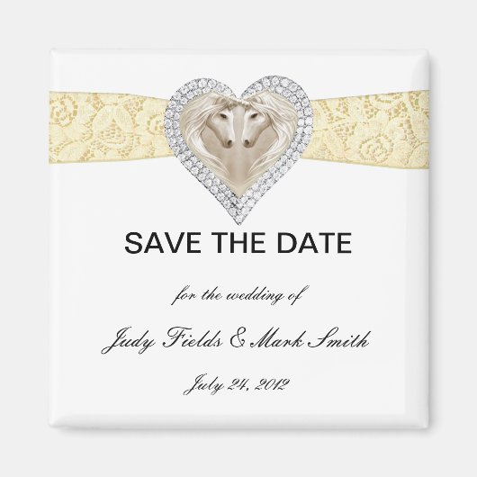 Unicornイエローレース日付磁石を保存 マグネット (正面)