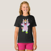 Unicornインラインスケートで滑るローラースケート Tシャツ (正面フル)