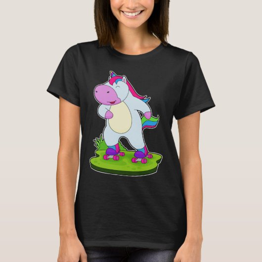 Unicornインラインスケートで滑るローラースケート Tシャツ (正面)