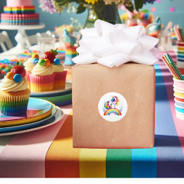 UnicornカラフルをテーマにしたRainbowありがとう ラウンドシール