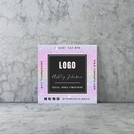 Unicornグリッターロゴを追加QRコードソーシャルメディア スクエア名刺