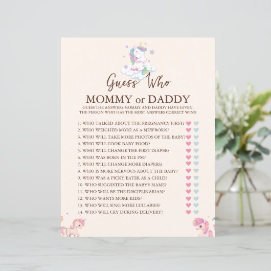 Unicornゲーム推測誰が虹の赤ちゃんシャワー (スタンド正面)