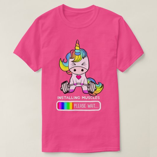 Unicornジム筋肉のインストールUnicorn Weightlift Tシャツ (デザイン正面)