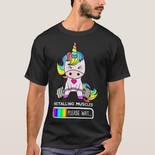 Unicornジム,筋肉のインストールUnicorn Weightlif Tシャツ (正面)