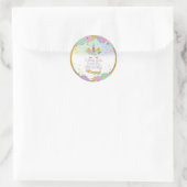 Unicornステッカーありがとう誕生日魔法 ラウンドシール (バッグ)