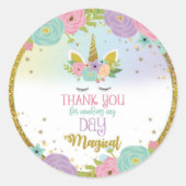 Unicornステッカー私の日を魔法で作ってくれてありがとう ラウンドシール (正面)