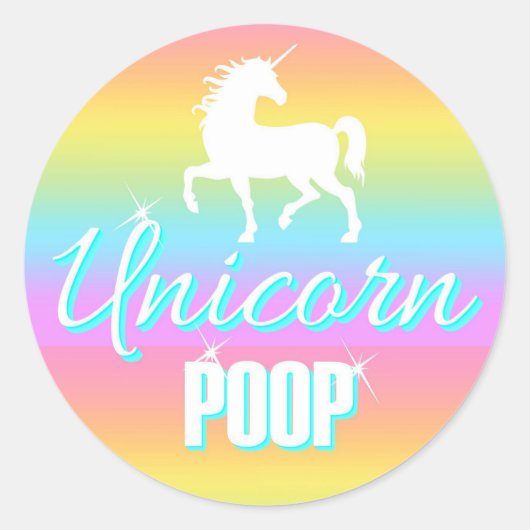 Unicornステッカー、Unicornウンチ、パーティーの好意 ラウンドシール (正面)