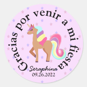 Unicornスペインの Thank You/Gracias Party Favor ラウンドシール