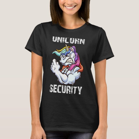 Unicornセキュリティ衣装の男性女性子供 Tシャツ (正面)