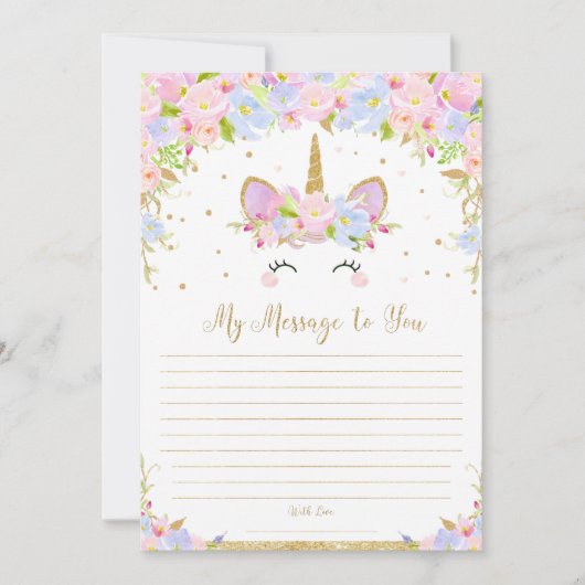 Unicornタイムカプセルメッセージ空白のYou Cards 招待状 (正面)