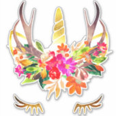 Unicornトナカイの遺跡花の鹿の角 シール (正面)