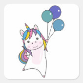 Unicornバルーンかわいい動物子供へたち スクエアシール (正面)