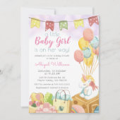 Unicornバルーンパーティー/ Girl on Her Way Baby Shower 招待状 (正面)