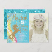 Unicornバースデーパーティ招待状写真 招待状 (正面/裏面)