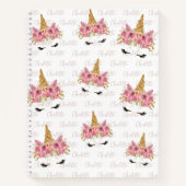 Unicornパーソナライズされたの繰り返し名モノグラムの ノートブック (正面)