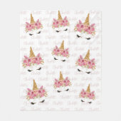 Unicornパーソナライズされたの繰り返し名モノグラムの フリースブランケット (正面)